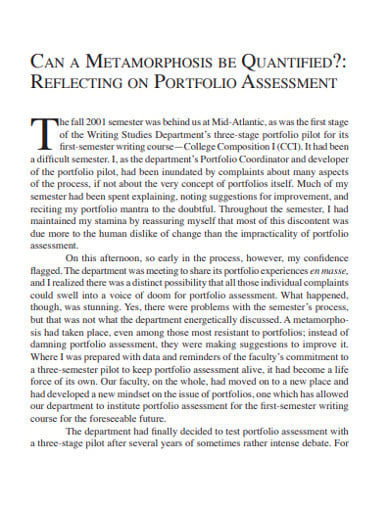 portfolio reflective assessment