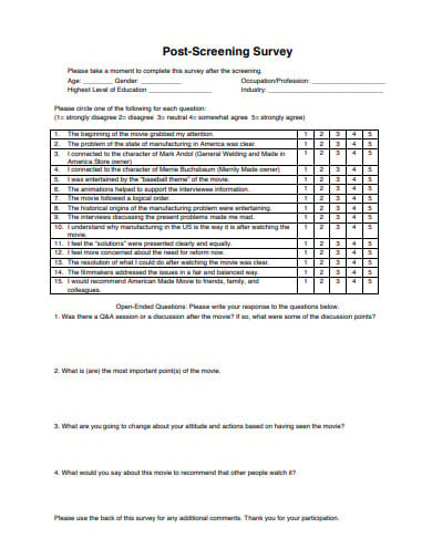 post screening survey template