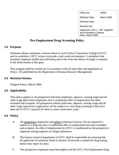 10+ Pre-Employment Screening Policy Templates in PDF | DOC | Free ...