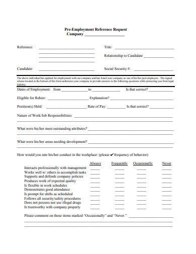 10 Employment Reference Request Form Templates In Pdf Xls Doc 7842