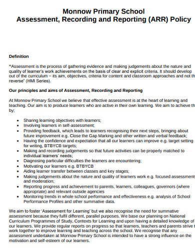 primary school assessment policy