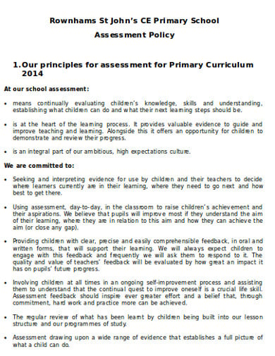 primary school curriculum assessment