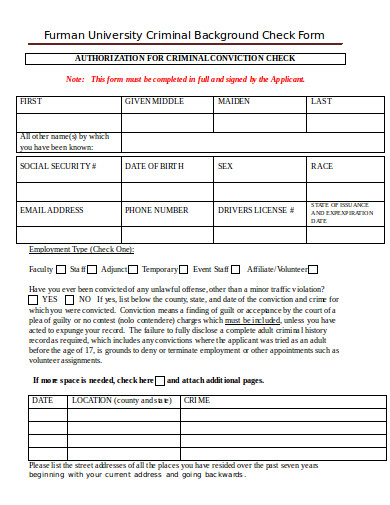 10+ Criminal Background Check Form Templates in PDF | DOC