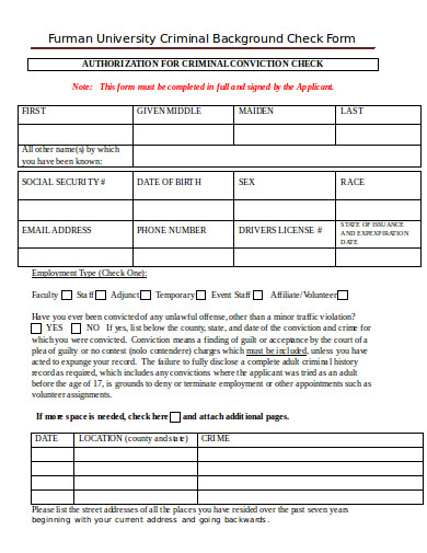 11 Criminal Background Check Form Templates In Pdf Doc 9787
