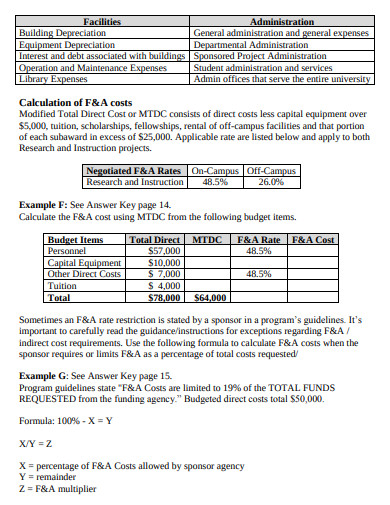 academic research budget sample