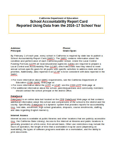 5+ School Accountability Report Card Templates in PDF | DOC