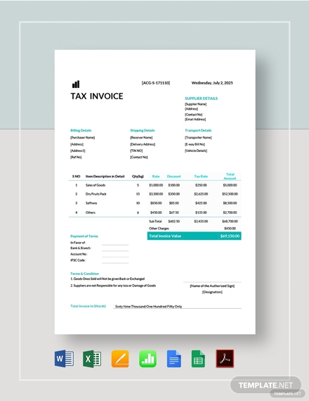 printable tax invoice