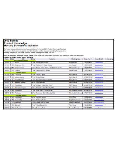 product knowledge meeting schedule template