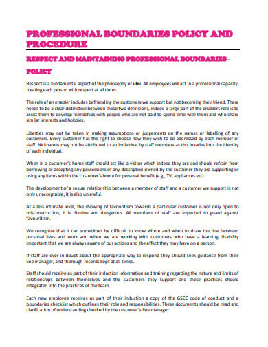 professional boundaries policy and procedure