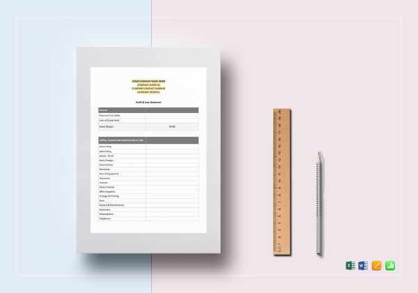 profit loss statement word