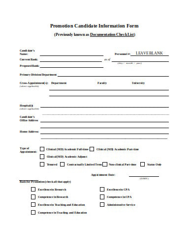 11 Candidate Information Form Templates In Pdf Doc 8411