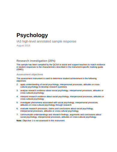 psychology research investigation template