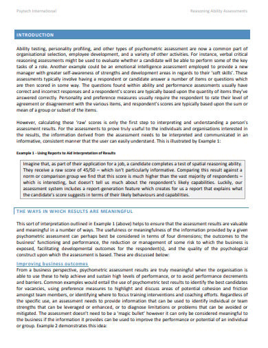 psychometric-assessment-report-template