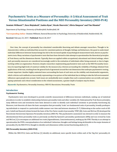 8+ Psychometric Report Templates in PDF | DOC