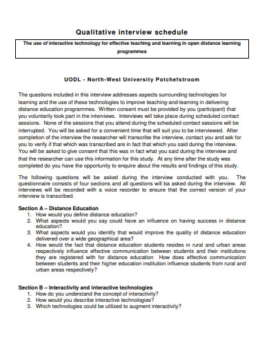 interview schedule in qualitative research pdf