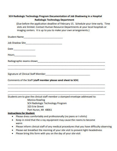 radiologic technology program documentation