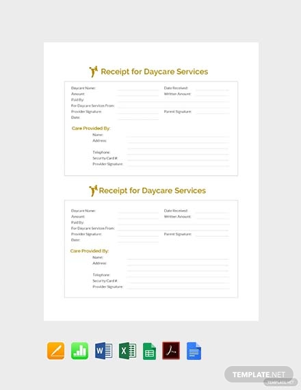 receipt for daycare services template