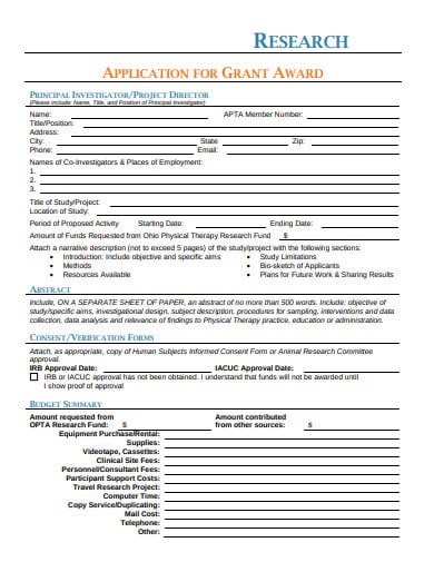 grant application for research