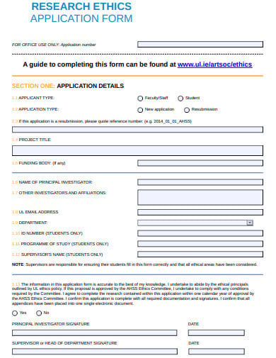research ethics application form template