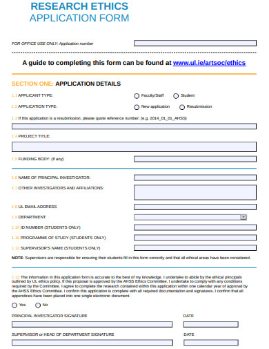 ethics form for dissertation example