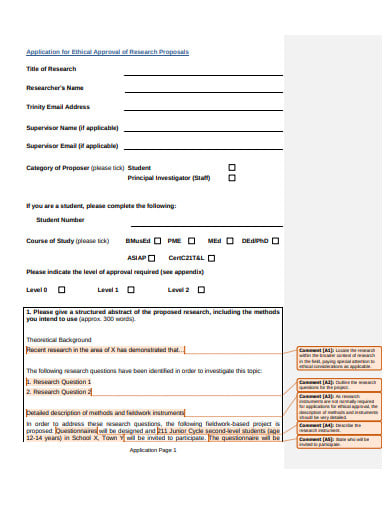research ethics approval proposal form template