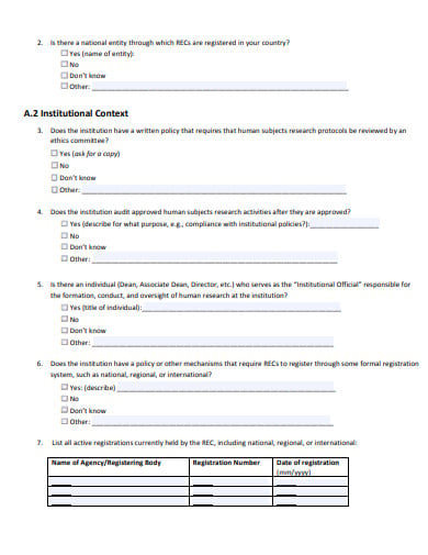 research ethics form example