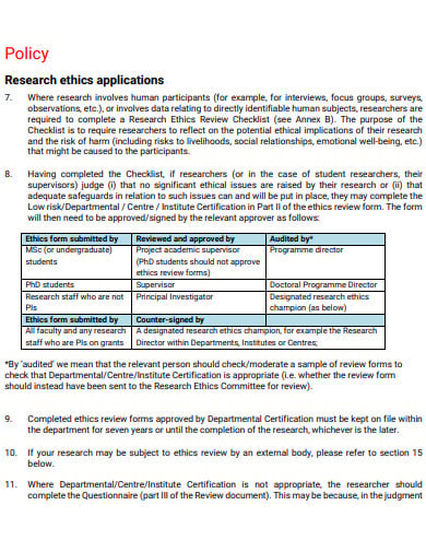 research ethics policy