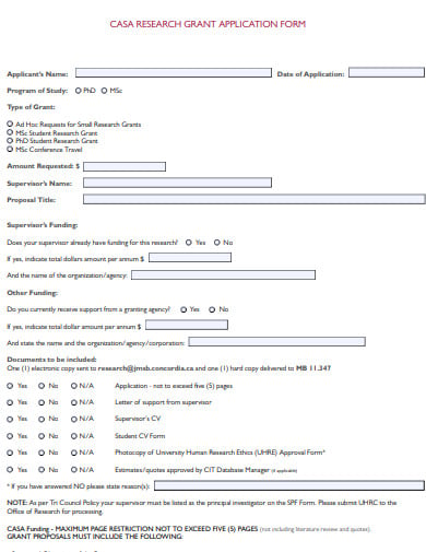 research grant application form