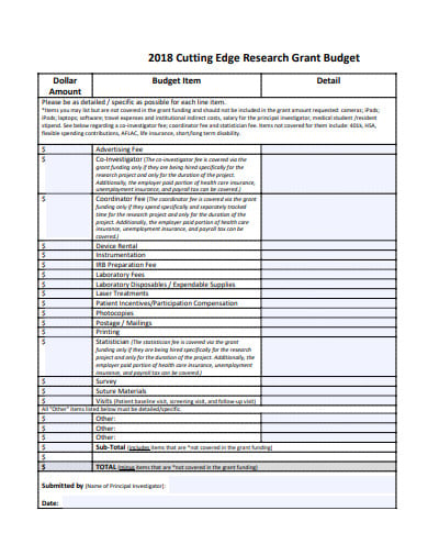 Free 10 Research Grant Budget Templates In Pdf Ms Word 4279