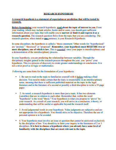 role of hypothesis in research pdf