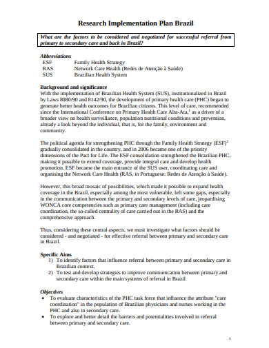 implementation plan example thesis