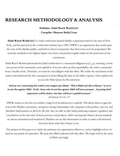 research methodology analysis report
