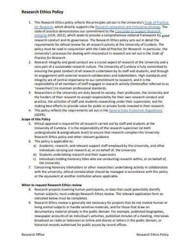 research office ethics policy