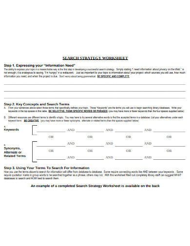 research plan worksheet