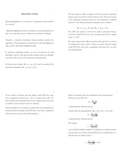 research testing hypothesis template