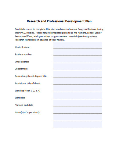 research and professional development plan