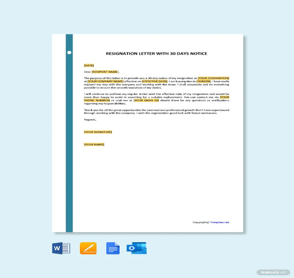 35+ Formal Resignation Letter Template - Free Word, Excel, PDF Format ...