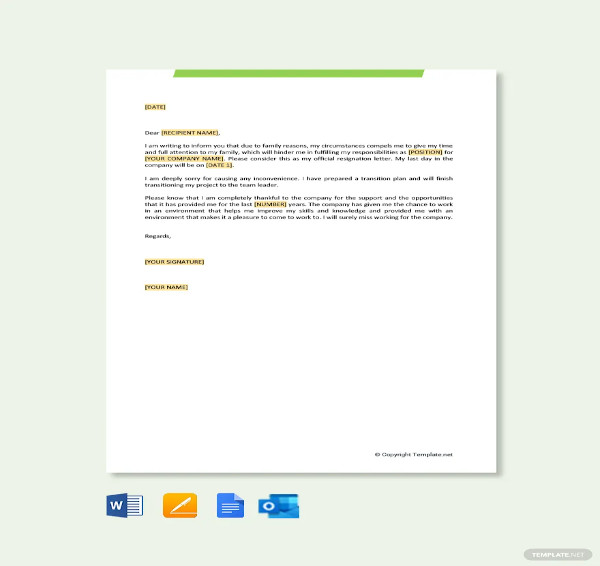 35+ Formal Resignation Letter Template - Free Word, Excel, PDF Format ...