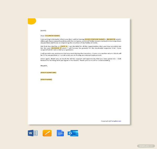 35+ Formal Resignation Letter Template - Free Word, Excel, PDF Format ...