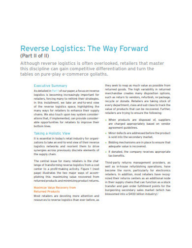 reverse logistics company template