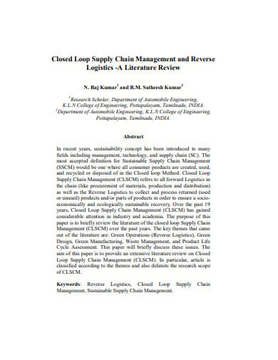 reverse logistics supply chain template