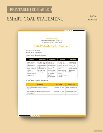 smart goals template for art teachers