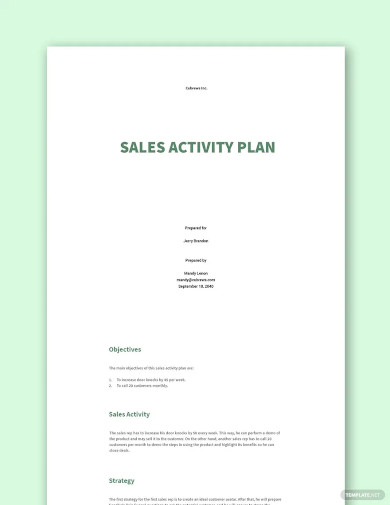 sales activity plan template