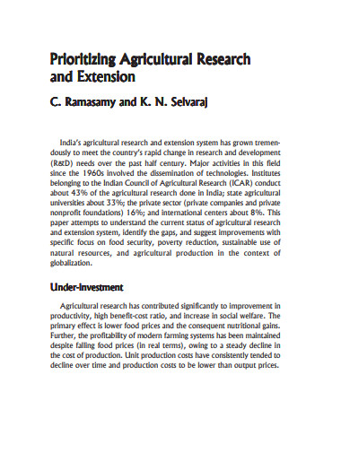 agriculture research paper ideas