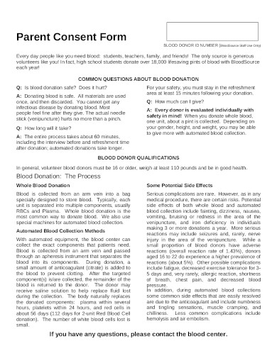 sample blood donor parent guardian consent form