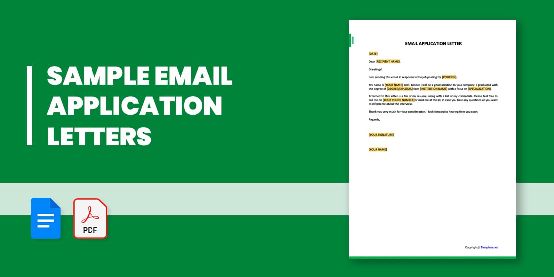 sample of email application letter