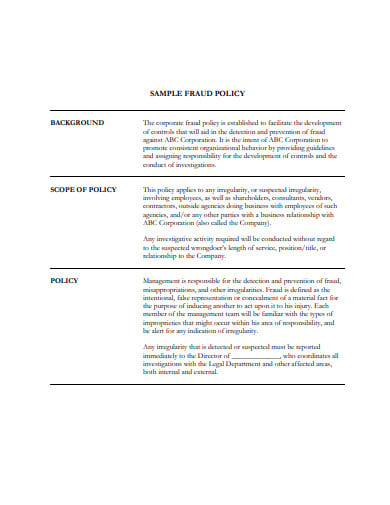 sample fraud policy template