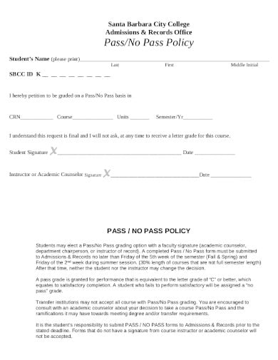 sample-pass-no-pass-policy-template