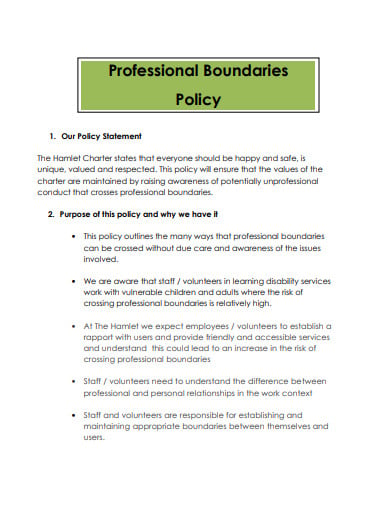 sample professional boundaries policy example
