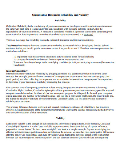 sample quantitative research format